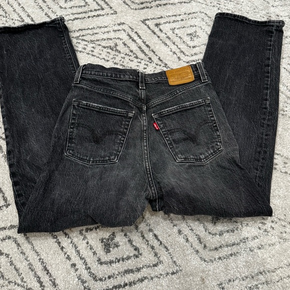 Levi’s Ribcage Straight Jeans Black Wash 26x26 High Rise - Picture 7 of 11